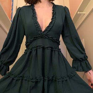 Green ruffled summer dress